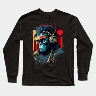 Anime Cyber Ape (Sci-Fi Ape Vintage Retro Future Design Cyberpunk Space Ape) Long Sleeve T-Shirt